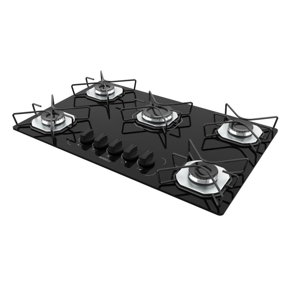 Fogão Cooktop Nardelli Ori 5 Bocas Vidro Preto