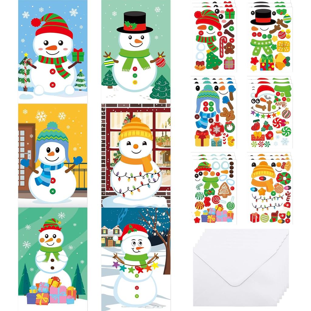 ceiba tree Cartões de Natal com Envelopes e Adesivos 18 Peças Kits DIY para Fazer Cartões de Saudação de Boneco de Neve