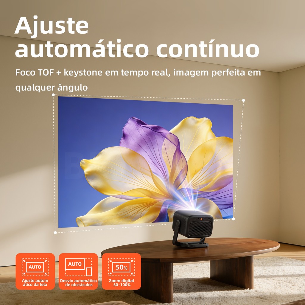 Projetor BETTDOW 4K DLP 600ANSI, sistema Google TV, com tecnologia NFC e compensação de movimento carregamento externo · foto 2