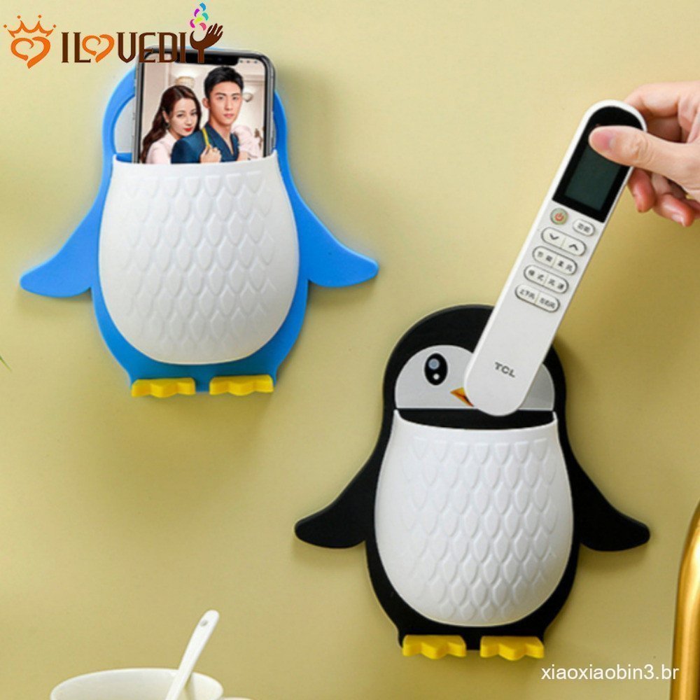 [Destaque] Caixa De Armazenamento De Pinguim Montada Na Parede-Recipiente Organizador De Papelaria-À Prova De Umidade ,