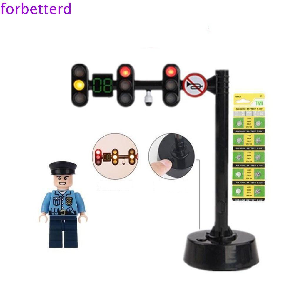 Brinquedos Modelo De Mini Parada FORBETTERD , Sinais De Luz De Brinquedo De Trânsito De Segurança , Blocos De Construção