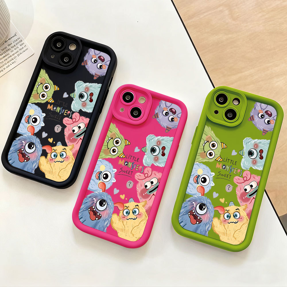 Capa Para Samsung A17 A07 A56 A36 A55 A54 A16 A15 A14 A05S A51 A52 A34 A35 A32 A13 Pelúcia Pequeno Monstro 3D Caso