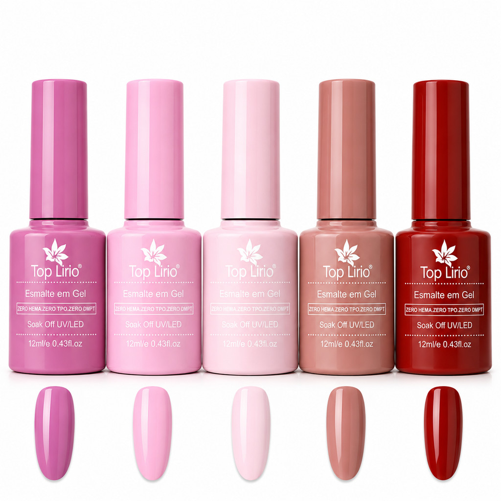 Kit 5 Esmaltes em Gel Led Uv Master K&S // Lirio// K&S p/ Unhas Manicure Coleções