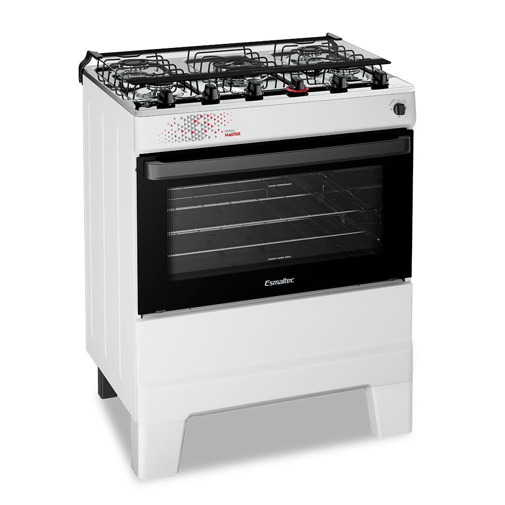 Fogão Esmaltec Ideal Master 5 Bocas 50L Bivolt Branco Com Acendimento Automático E Tripla Chama