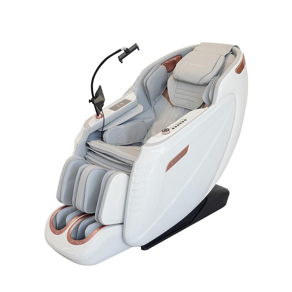 Imagem Poltrona Massageadora 3D Tela LCD Touch Carregamento Indução Comando de Voz Gravidade Zero PU Branco