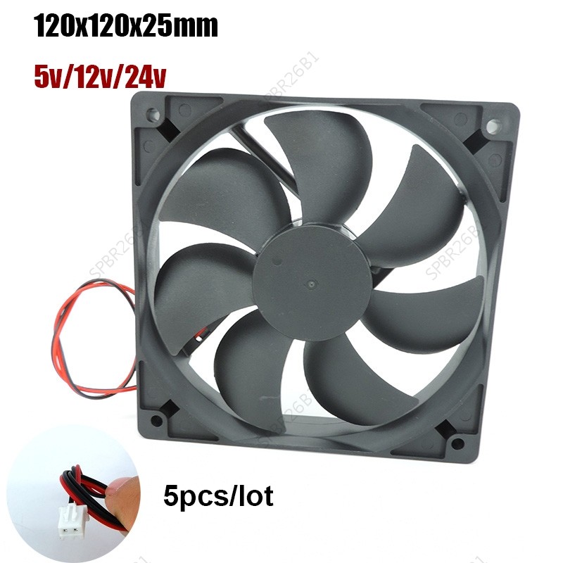 5x DC 5V 12V 24v 120mm 12cm 12025 Ventilador 120mm * 25mm De Refrigeração Sem Escova 120x120x25mm 2PIN PC Computador Cas