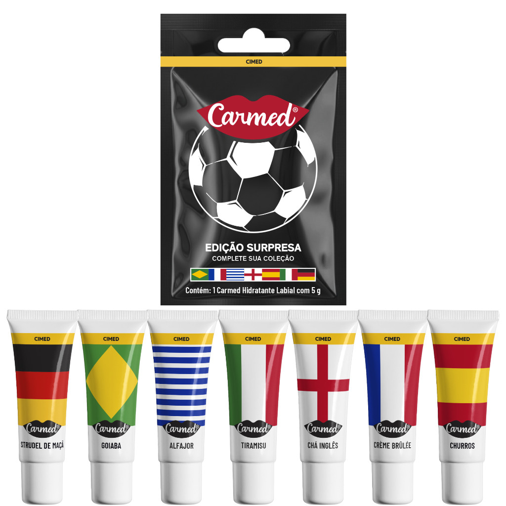 Hidratante Labial Carmed Seleções Campeãs Surpresa 5g Sprite 10g Coca-Cola 10g