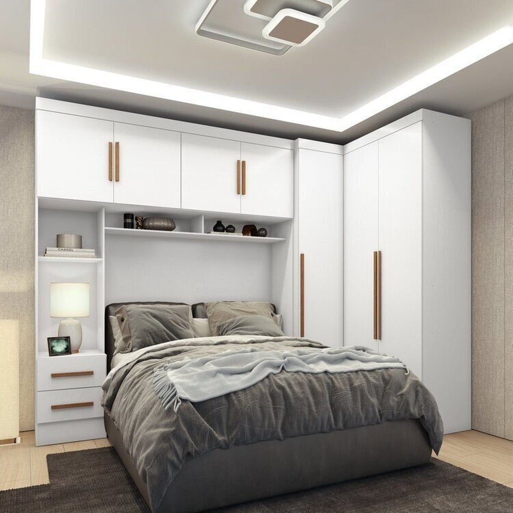 Guarda-Roupa Modulado 3 Peças 3 Portas 3 Gavetas com Maleiro Smart Plus Yescasa Branco Branco