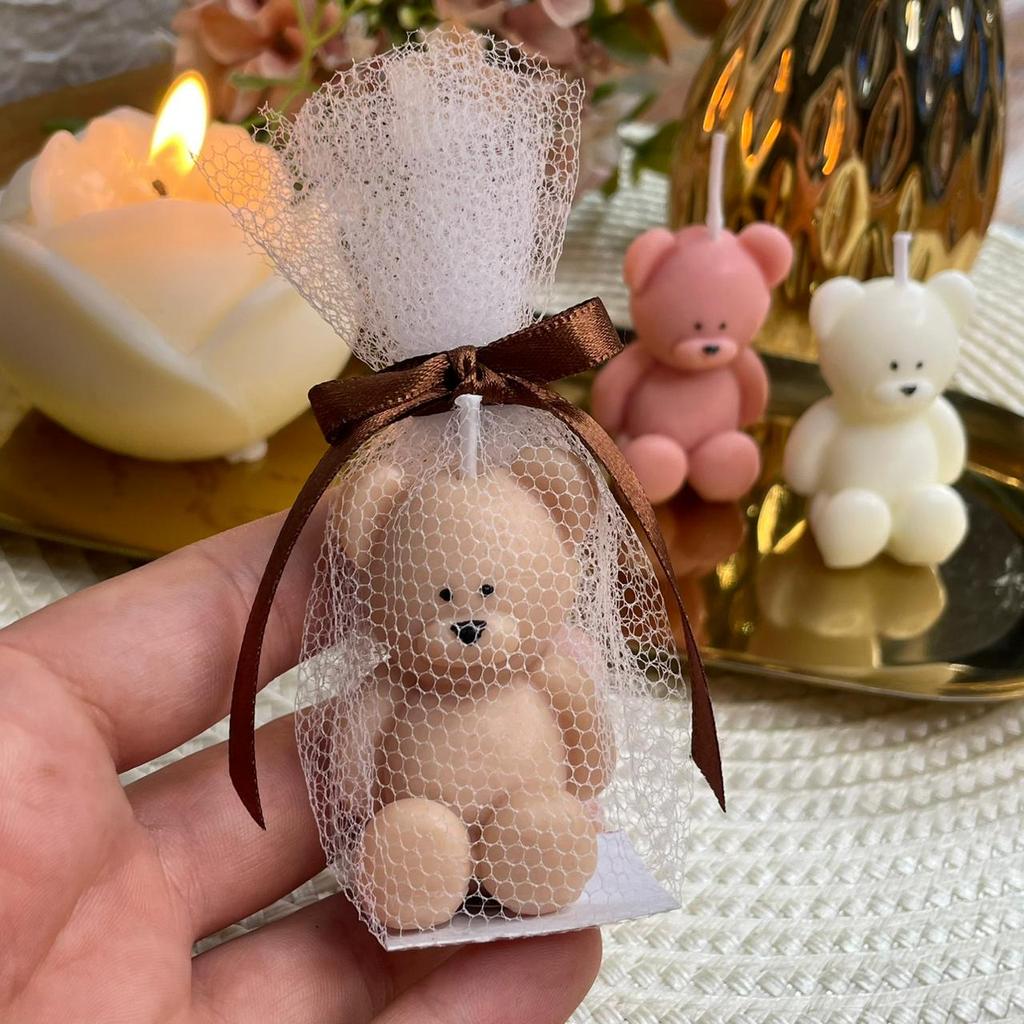 Kit 10 Velas Ursinho Aromática Personalizada Lembrancinha Maternidade, Batizado e Chá Revelação Luxo