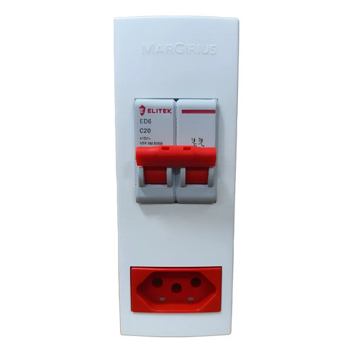 Caixa Sobrepor Disjuntor Bipolar 50A + Tomada 2P+T 20A 220V