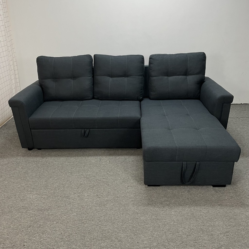Sofá-cama de canto multifuncional para salas de estar pequenas, sofá-cama com chaise longue e armazenamento, sofá-cama d