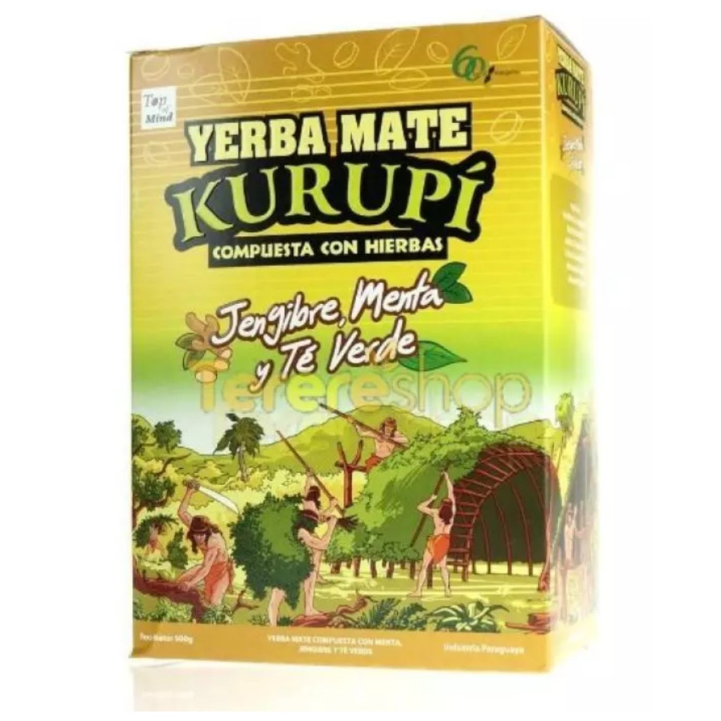 Erva Mate Com Gengibre e Cha Verde Caixa Com 500g Kurupi