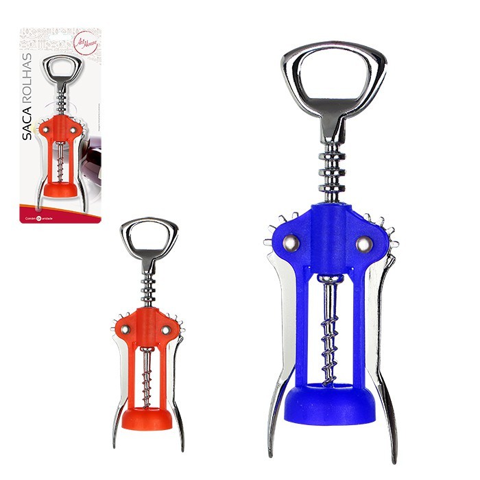 Oferta Abridor garrafas de vinho Saca Rolha Colorido Abridor De Vinho 2 Em 1 - 16cm