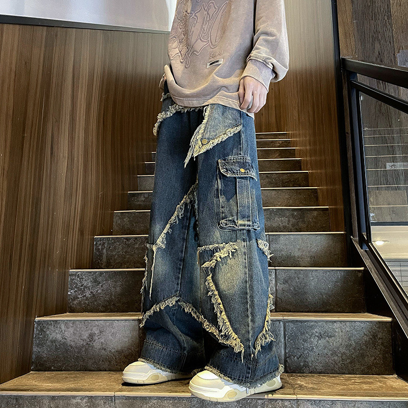 Calças de trabalho estilo streetwear com um toque vintage, streetwear de outono, design americano, corte folgado, perna