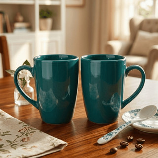 Jogo 2 Caneca 300ml Cerâmica Flora Colorida - Dolce Home / Xícara Café e Chá Cozinha / Kit Conjunto
