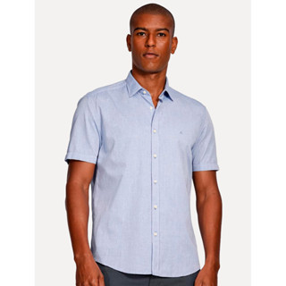 Camisa Aramis Masculina Manga Curta Slim Algodão Willis Azul Mescla em Oferta na Shopee