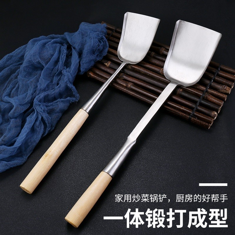 Espátula de cozinha espátula integrada mão forjada utensílios de cozinha espátula de ferro alça longa colher de cozinha 