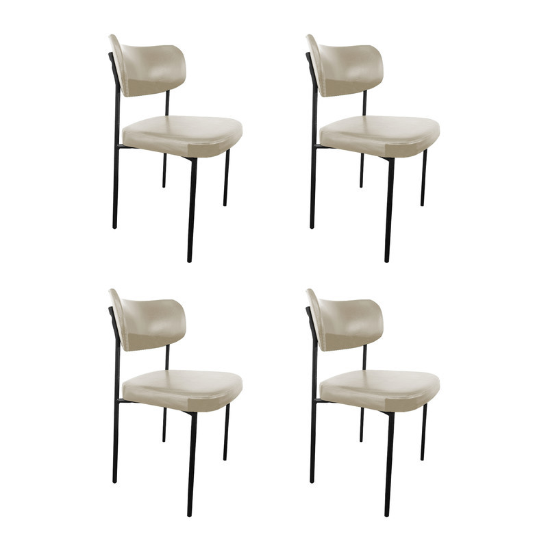 Kit 4 Cadeira de Jantar Mila Estofada Sala Mesa de Jantar Gourmet Linho Bege