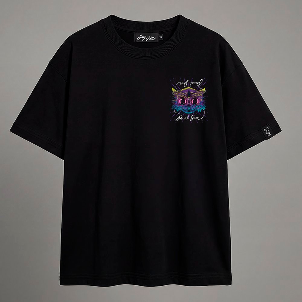 Camiseta Oversized Masculina Streetwear Pearl Jam Psychedelic Owl Preto - JayJam Rockwear
