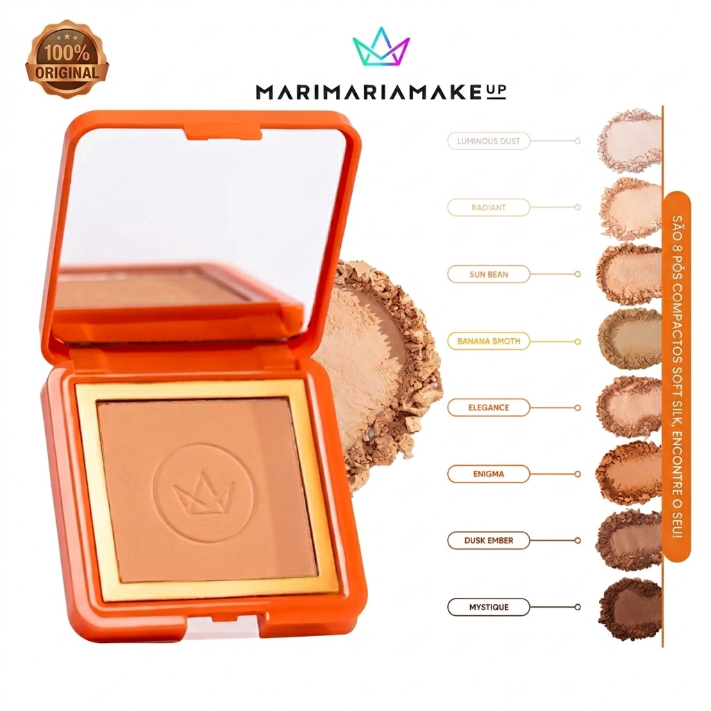Pó Compacto Mari Maria Makeup Soft Silk – Efeito Matte, Toque Aveludado e Alta Fixação | Original