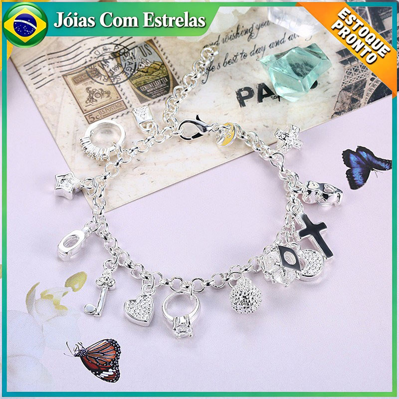 925 Prata Esterlina Banhado Charme Pulseira Corrente Jóias Pulseira Para Mulher Festa De Noivado Moda Jóias Acessórios