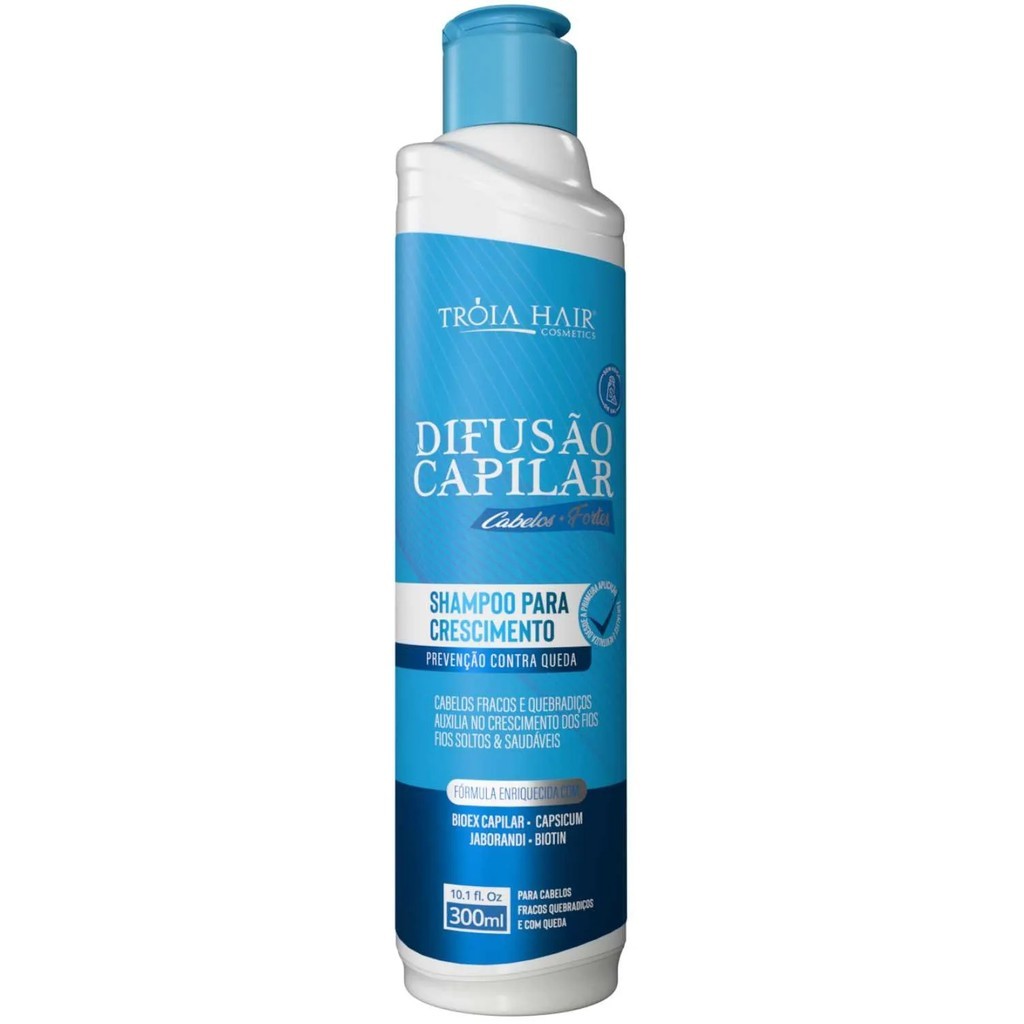 Shampoo para Crescimento Capilar Tróia Hair Difusão Capilar Antiqueda com Biotina e Jaborandi Fortalecedor