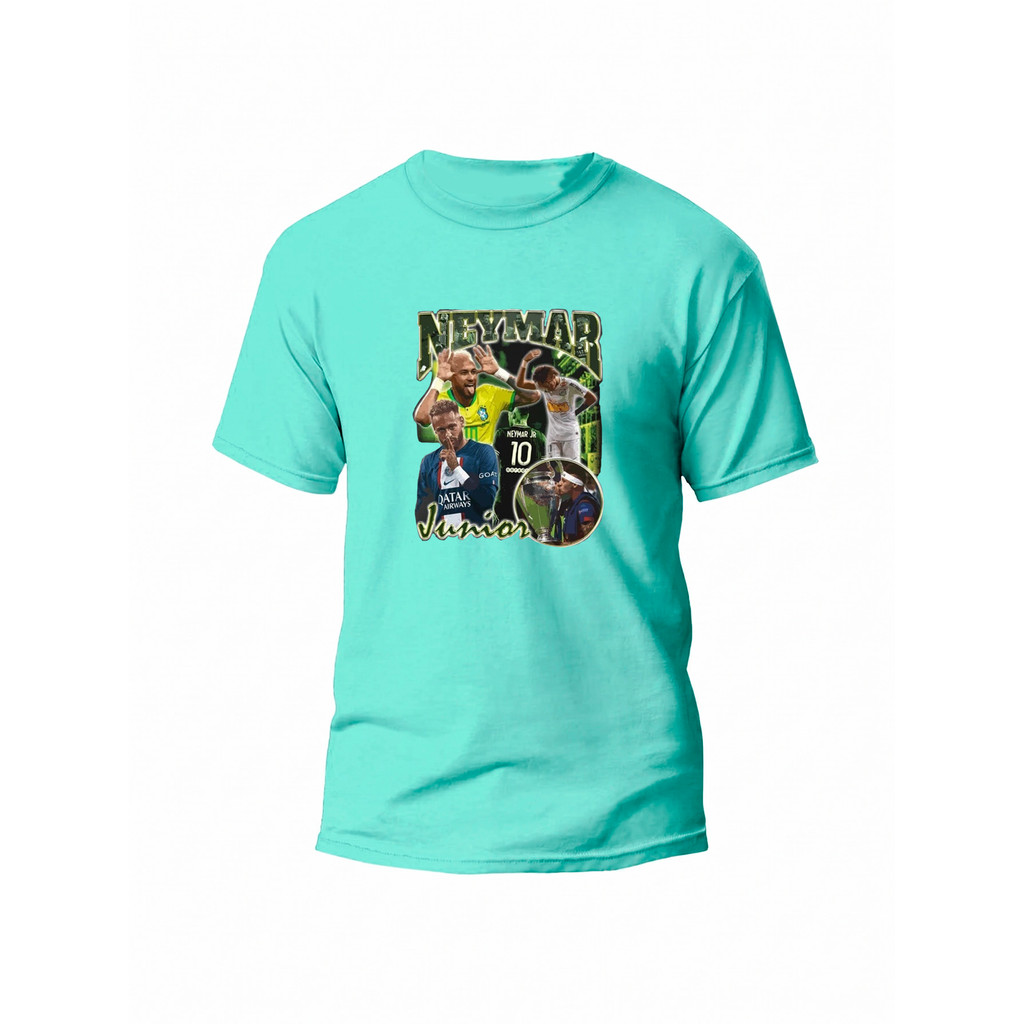 Camiseta Vintage Estampada Ney Auge Jogador Copa 2026 Retrô Streetwear Oversized Moda Unissex 100% Algodão