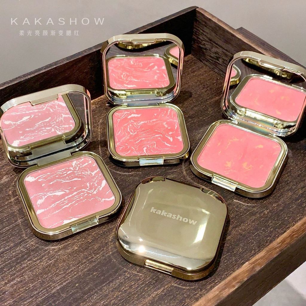 Kakashow Blush gradiente de brilho suave ~ Cor delicada Estilo coreano Natural Maquiagem ligeiramente bêbado Maquiagem d