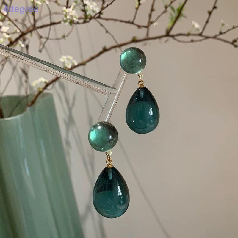 Adegree Retro Gota De Água Brincos Feminino Mar Verde Nova Originalidade Geométrica Elegante Design Exclusivo Charme Jói