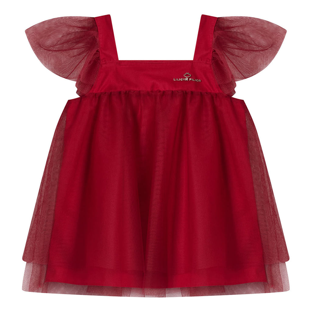 Blusa Manga Curta Em Tule Infantil Feminina Lilica Ripilica
