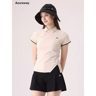 Feliz roupas de golfe femininas verão manga curta lapela camisa POLO saia plissada terno feminino de golfe versão corean