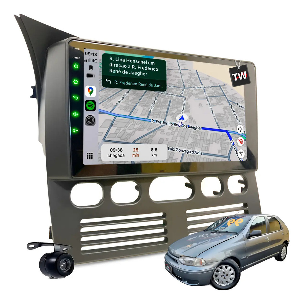 Multimídia Mp10 Rádio Fm Palio G1 + Moldura 9pol E Câmera Ré