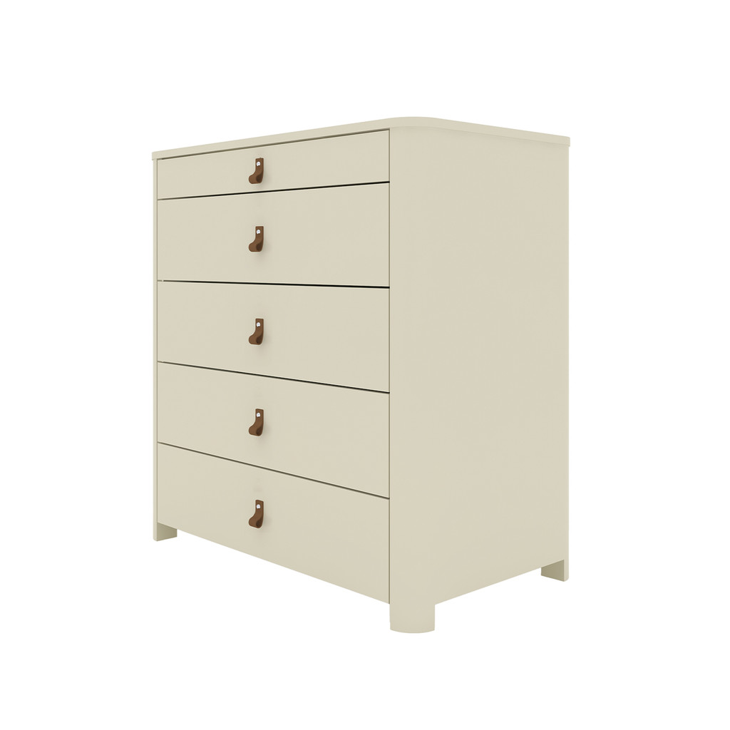 Comoda para Quarto Innova Moderna Compacta com 5 Gavetas com Organizador MDF Off White - GELIUS