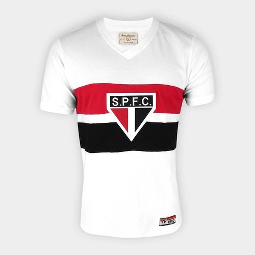 Camisa Retrô São Paulo 1980 Masculina Vintage Futebol Clássica Torcedor Tricolor