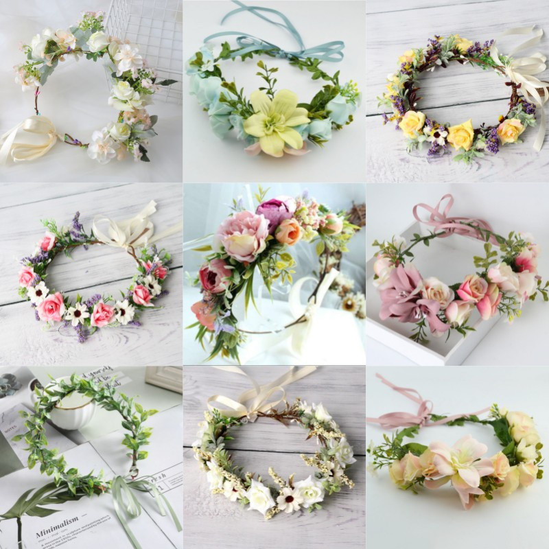 1 Pcs Beach Férias De Praia Noiva Havaiana Wreath Bride Headwear Children's headband Simulado Flor De Cabelo hoop Foto A