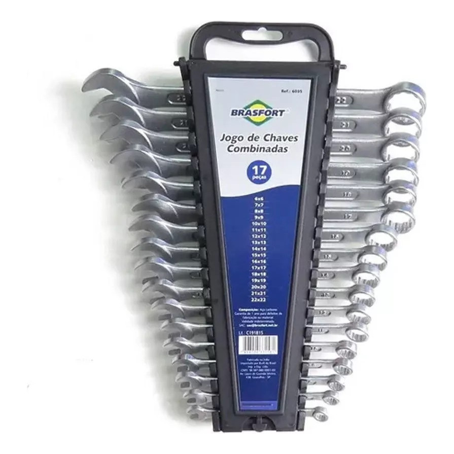 Jogo Chave Combinada Brasfort 6 A 22mm 17 Peças Com Estojo Organizador