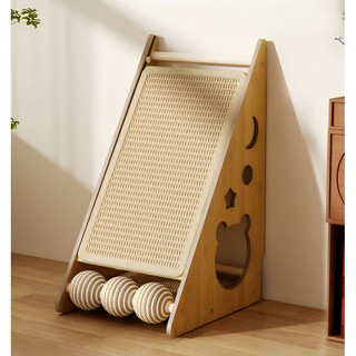 Arranhador de gatos multifuncional de sisal triangular com dua faces
