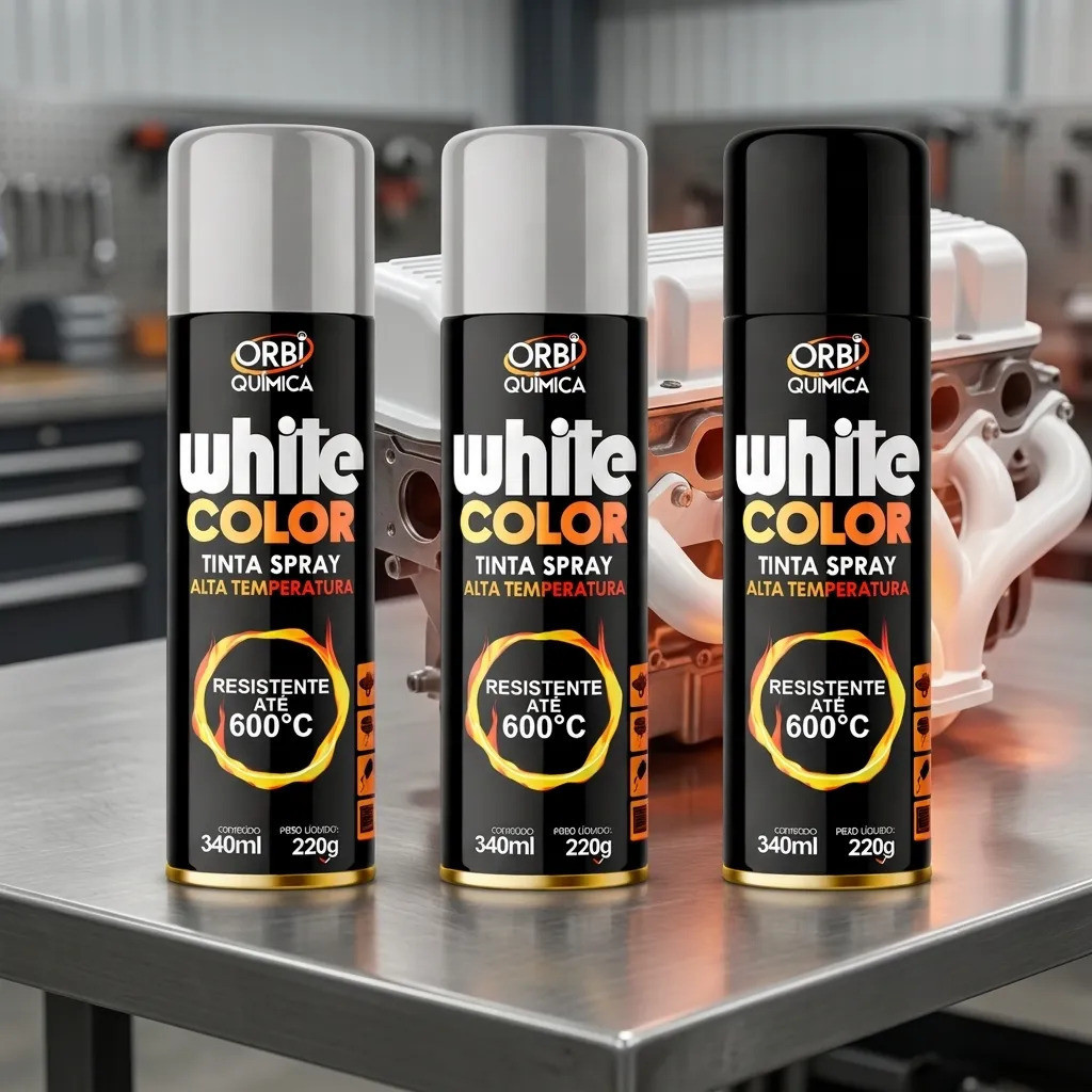 Kit 3 Spray Alta Temperatura Orbi 600°C Acabamento Profissional Metais Quentes Churrasqueira Motor Escape
