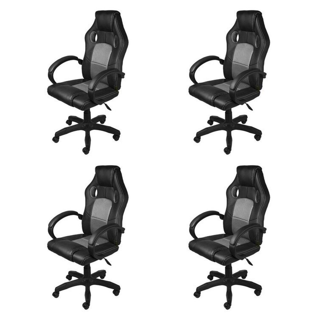 Kit 4 Cadeiras Gamer com Relax e Braço Estofado Raptor 3316 Preto Preto