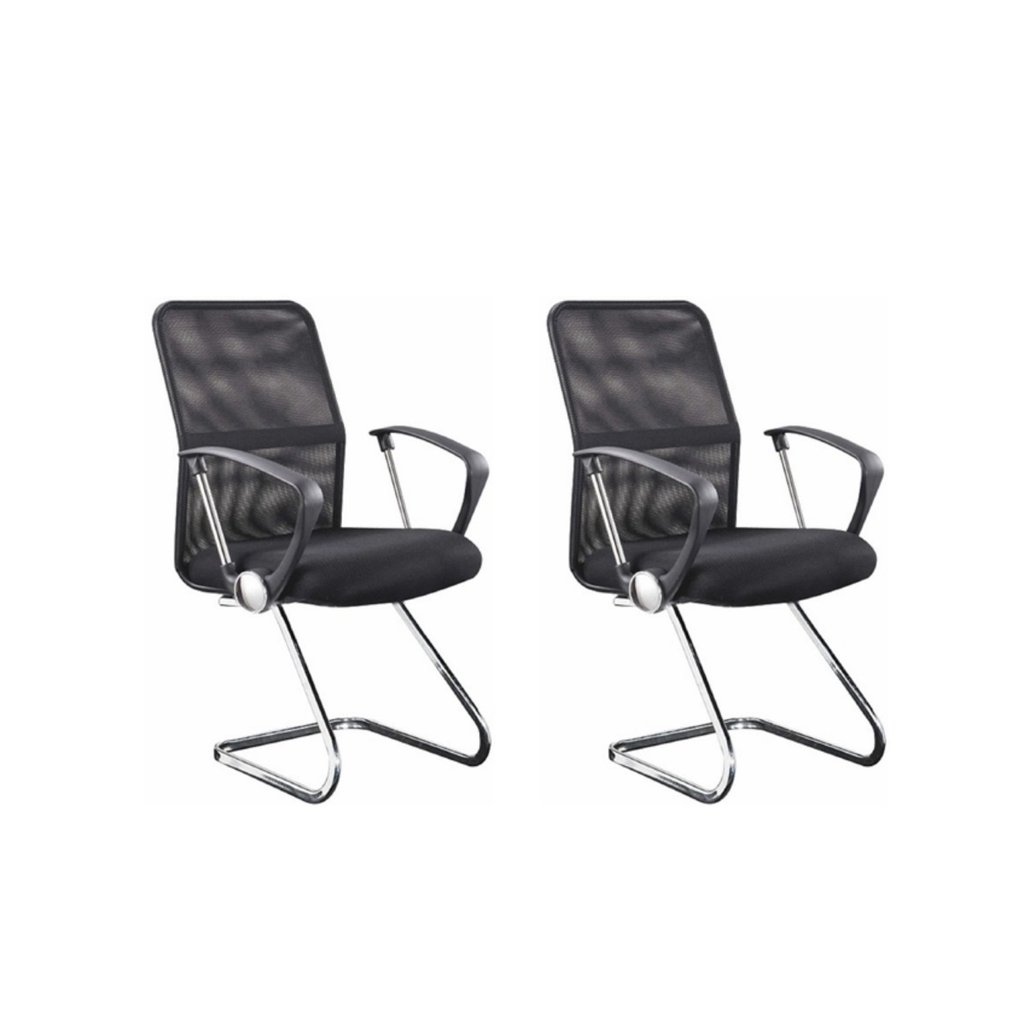 Kit 2 Cadeiras para Escritório Interlocutor Visitante Tela Mesh Comfort Cadeira Interlocutor
