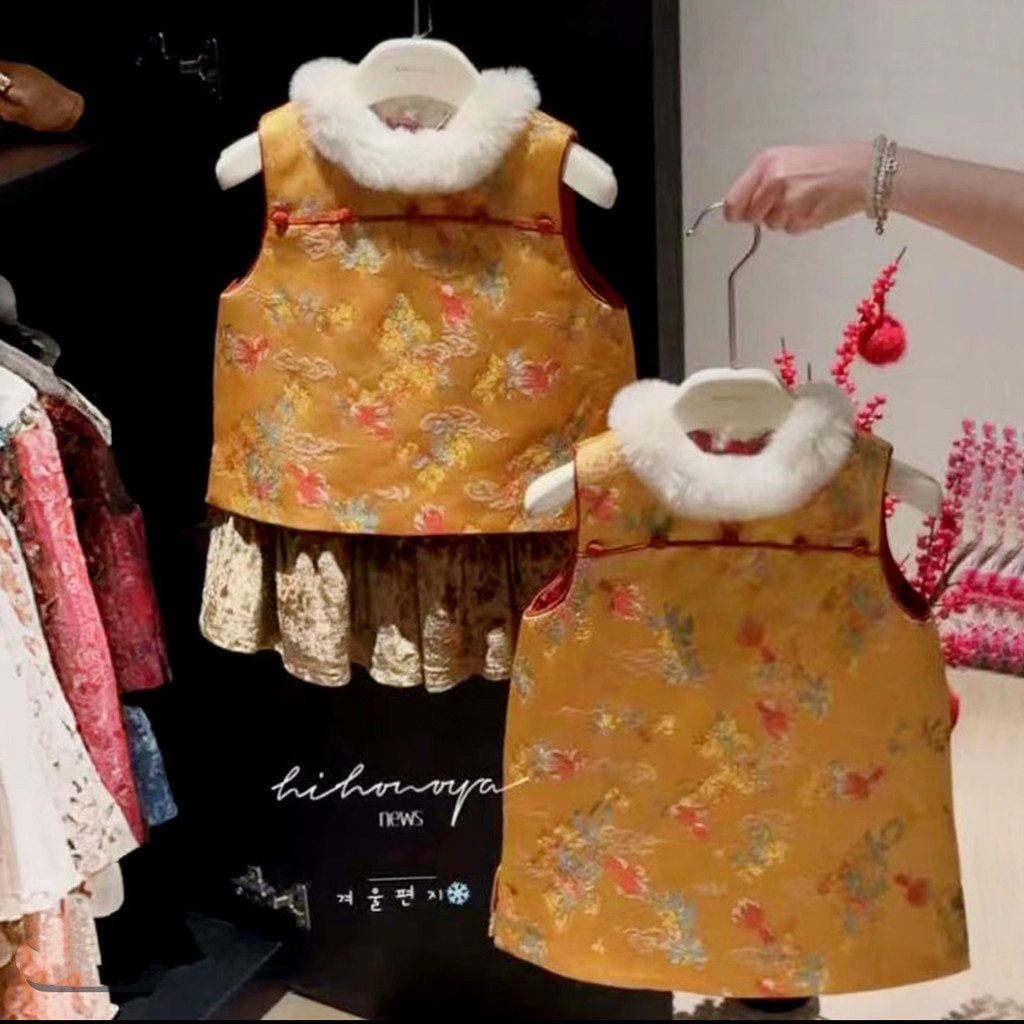 Feminino bebê nova indústria pesada brocado Jacquard pele de coelho colete do bebê novo colete roupas meninas adoração r