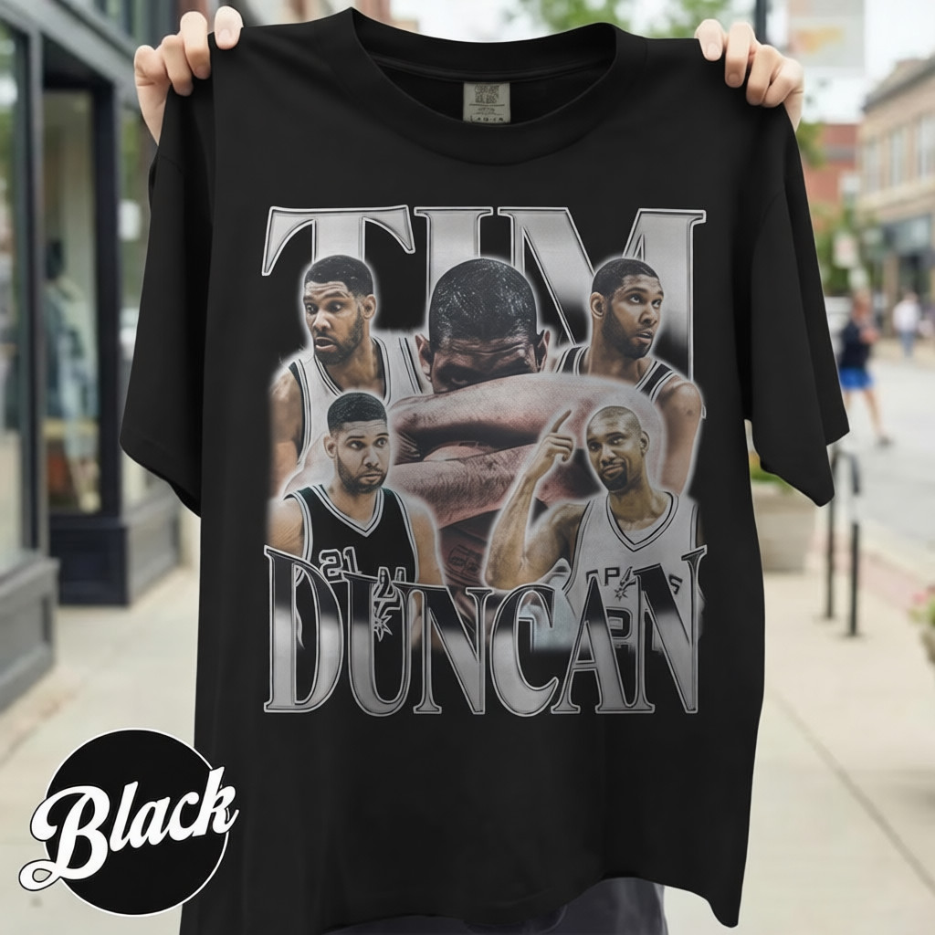 Camiseta Oversized Masculina Feminina Estampada Tim Duncan San Antonio Spurs Streetwear Vintage Basquete