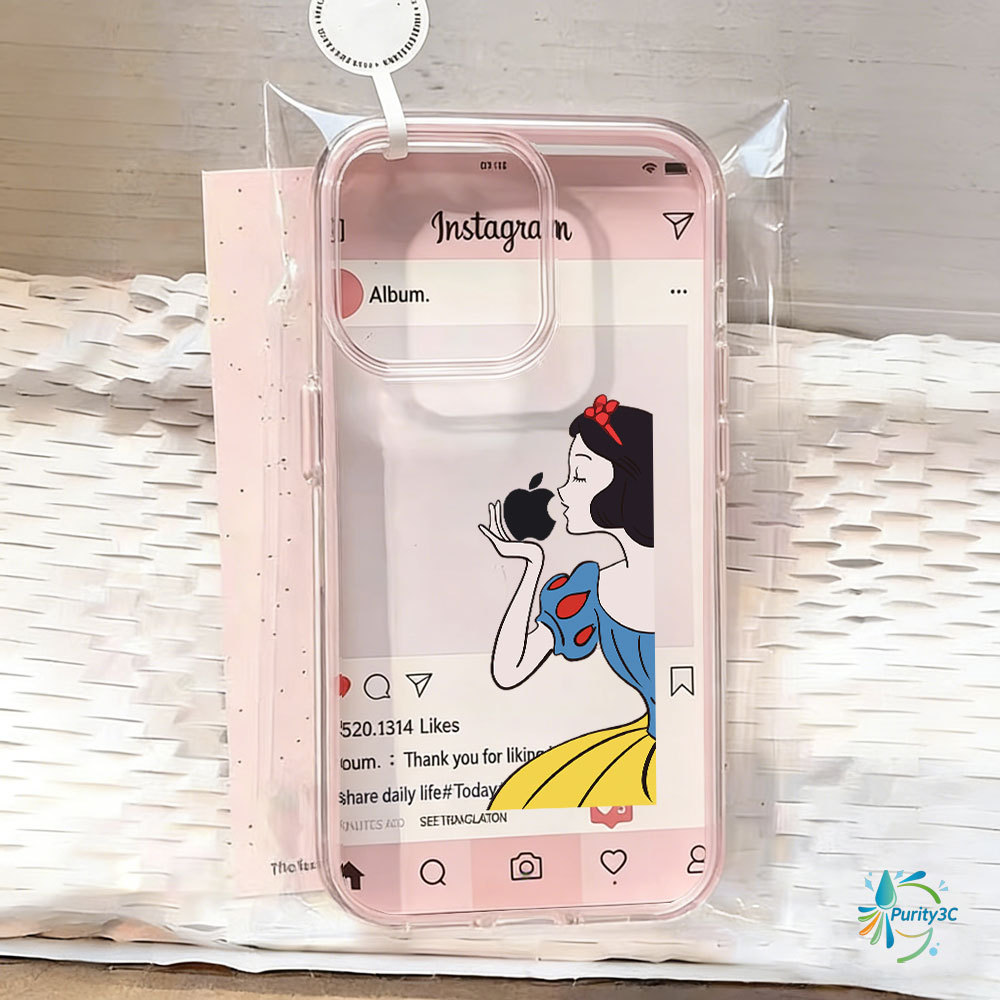 Capa de celular transparente 2 em 1 para iPhone 17 Pro Max 13 11 16 15 12 14 Plus Air Branca de Neve Capinha Caso