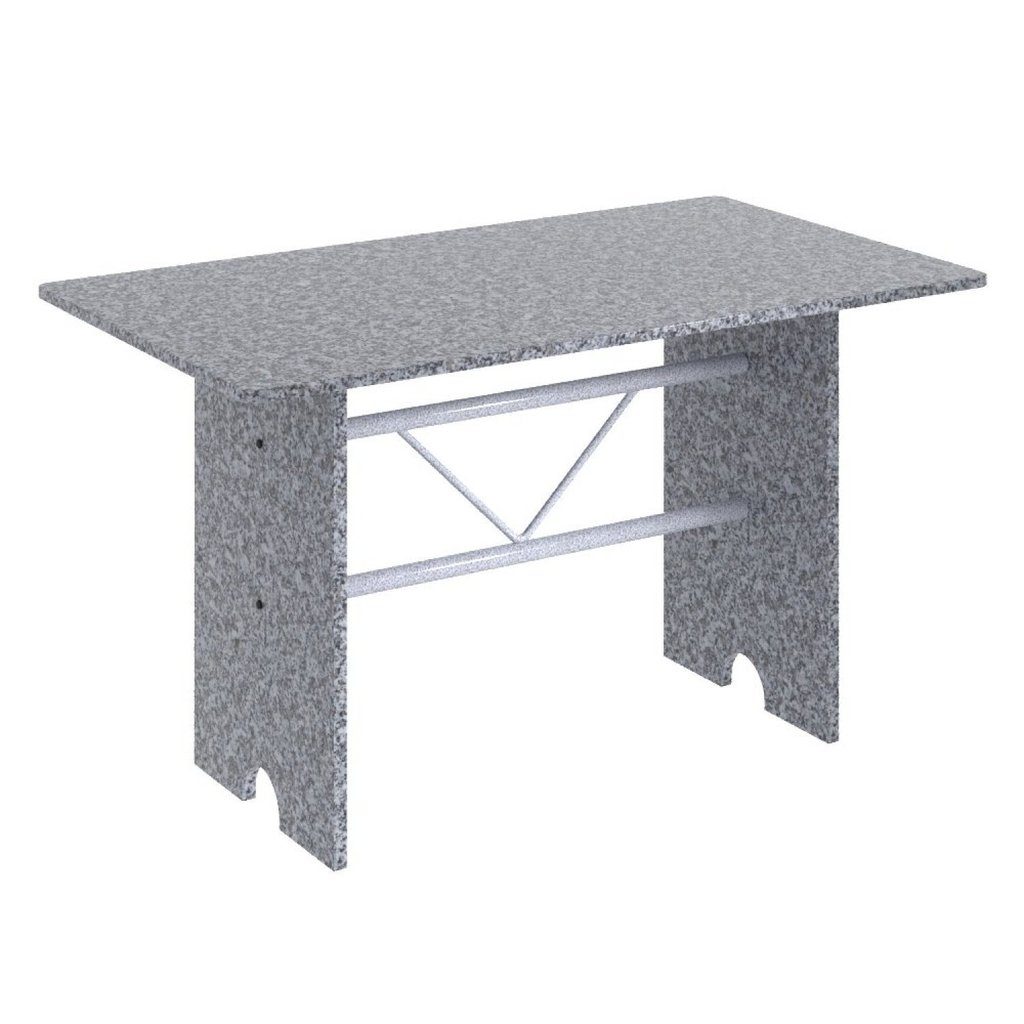 Mesa para Cozinha 120x75cm Tampo Granito Cinza/Martelado Pérola/Ocre Martelado Pérola/Ocre
