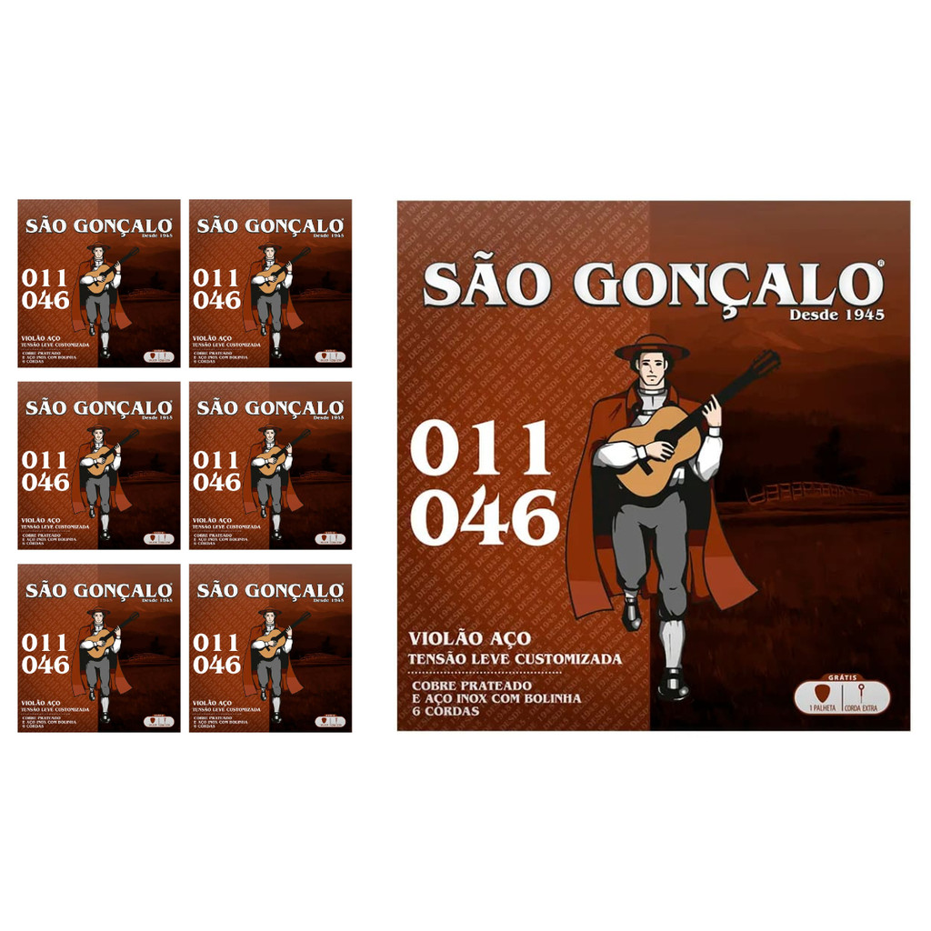 Kit 7 Jogos De Cordas P/Violão Aço 011 São Gonçalo