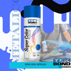Tinta Spray Aerossol Tekbond Metálica Super Color Azul Metálico 350ml 250g
