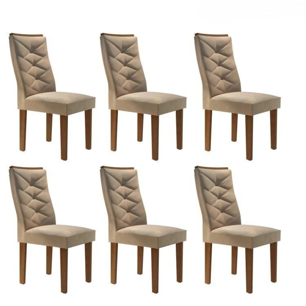 Conjunto 6 Cadeiras para Sala de Jantar Estofadas MDF Chocolate Germany Chocolate