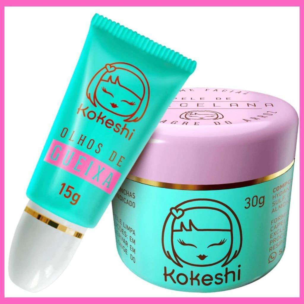 Kit Dupla Renovadores Faciais Kokeshi Pele Porcelana 30G + Olhos Gueixa 15G