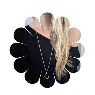Colar Boho com Pingente de Coração Longo Dourado, Colar de Coração Oco, Corrente de Colar com Pingente de Coração Longo,