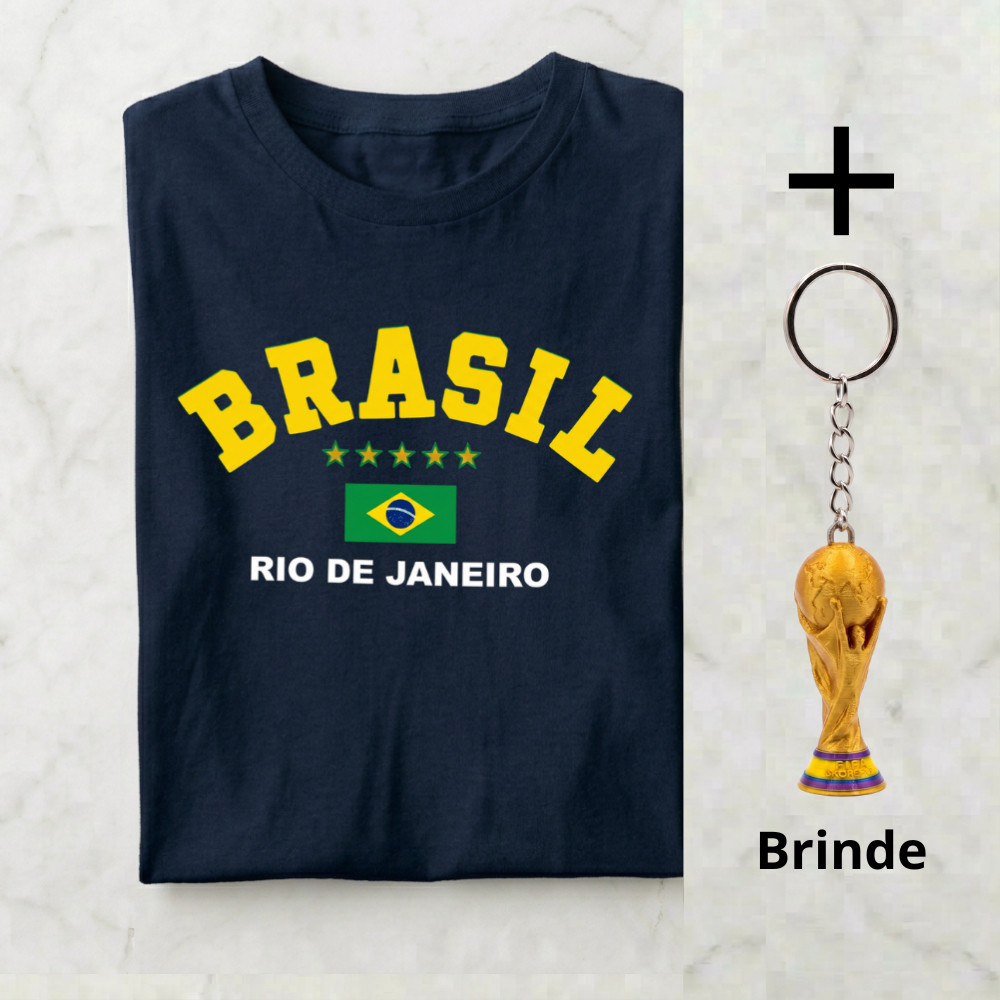 Camiseta Copa Do Mundo Brasil Camisa Bandeira Rio De Janeiro Algodão Blusa Estampada Jogo De Futebol